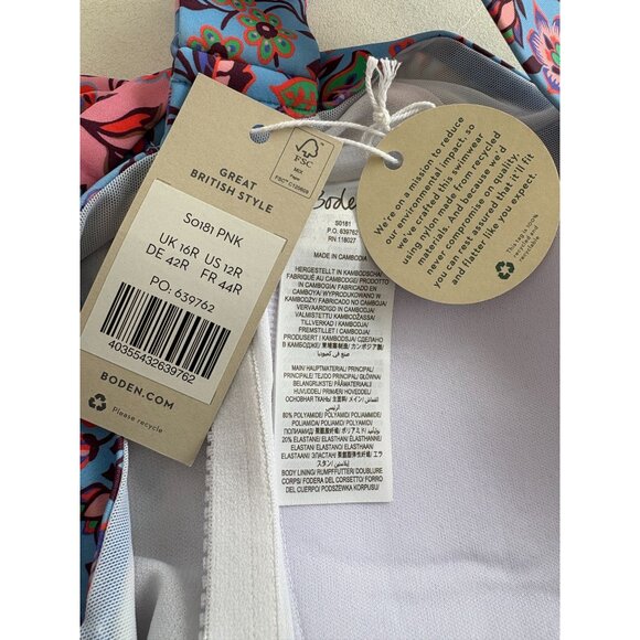 New Boden One Piece Pink Swimsuit, Women's Sz 12R - Picture 4 of 5